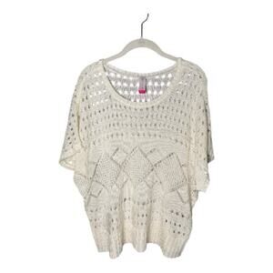 No Boundaries White Open Knit Short Sleeve Sweater Sz XXL